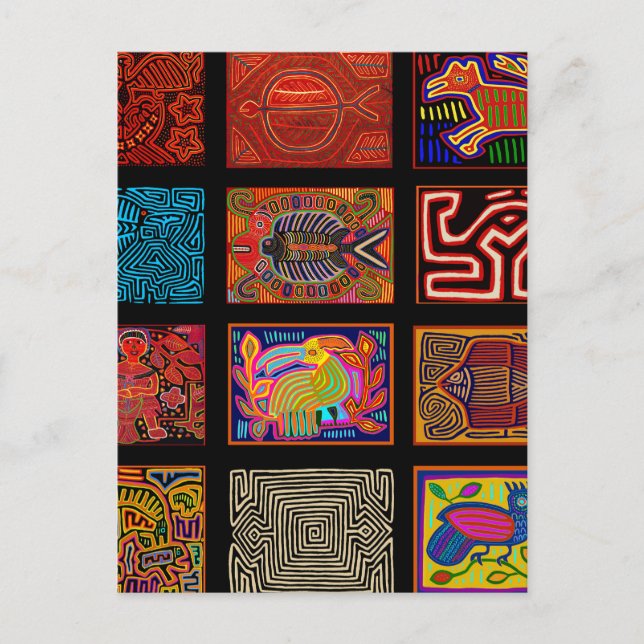 Carte Postale Collage Mola Indien Kuna (Devant)