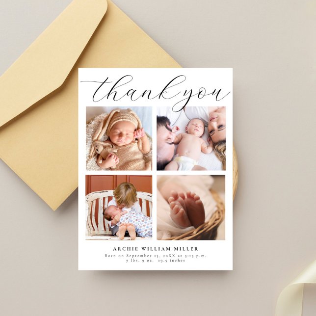 Carte Postale Collage Multi Photo Moderne Merci Bébé Nouveau (Créateur téléchargé)