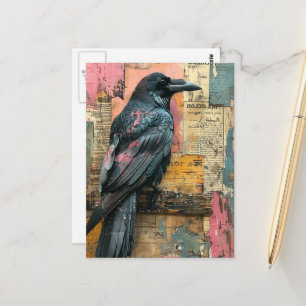 Carte Postale Collage multimédia Corbeau noir