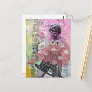 Carte Postale Collage multimédia de danse rétro au cerceau hula