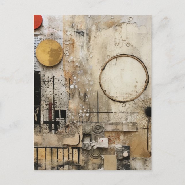 Carte Postale Collage multimédia mixte Abstrait (Devant)