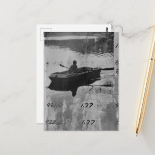 Carte Postale Collage multimédia Un bateau vintage noir et blanc