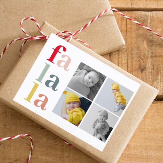 Carte Postale Collage Noël Quatre photos | Falalala colorée (Créateur téléchargé)