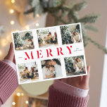 Carte Postale Collage Noël Six photos | Merry Red Holiday<br><div class="desc">Collage Noël Six photos | Merry Red Holiday</div>