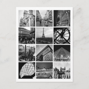 Carte Postale Collage noir et blanc de PARIS