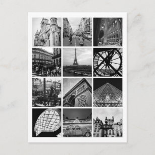 Carte Postale Collage noir et blanc de PARIS
