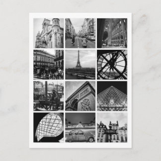 Carte Postale Collage noir et blanc de PARIS