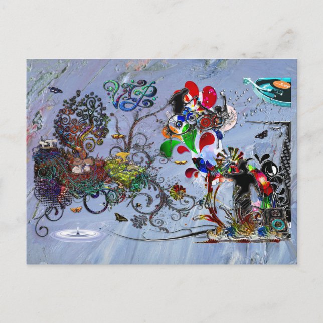 Carte Postale Collage numérique VIP pour musique micro ouverte (Devant)