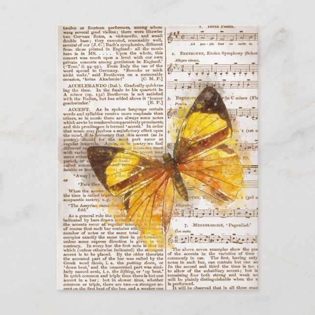 Carte Postale Collage papillon jaune (Devant)