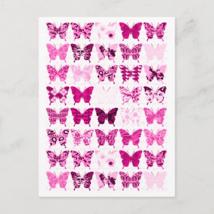 Carte Postale Collage papillon rose