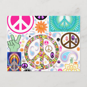 Carte Postale Collage Peace & Paisley