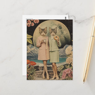 Carte Postale Collage petit-déjeuner surréaliste amusant de deux