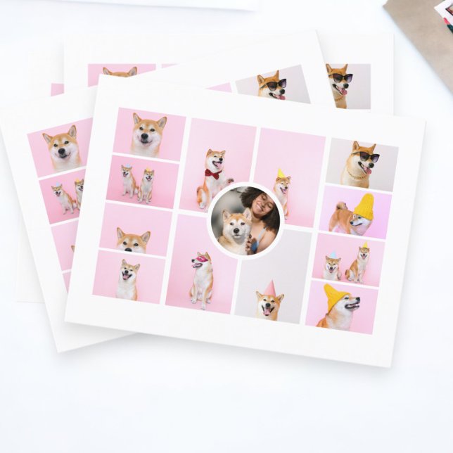 Carte Postale Collage photo 13 Photographies personnalisées (Photo Collage 13 Photographs Personalized Custom Postcards from Ricaso. Ideal for business use)