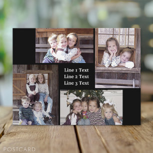 Carte Postale Collage photo - 4 photos Texte noir et blanc de ba