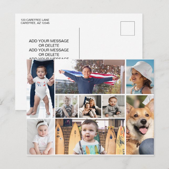 Carte Postale Collage photo de 9 images (Devant / Derrière)