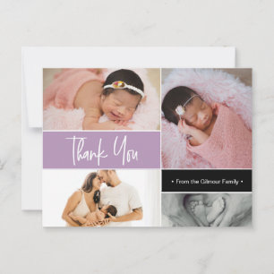 Carte Postale Collage photo de naissance de bébé fille violet la