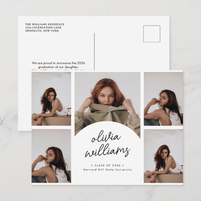 Carte Postale Collage photo de remise de diplômes de style class (Devant / Derrière)