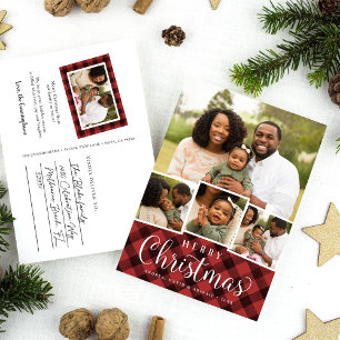 Carte postale Collage photo Joyeux Plaid