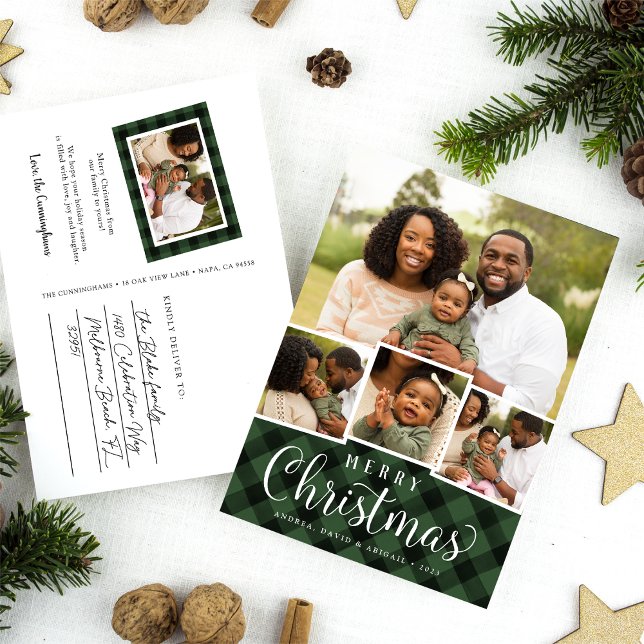 Carte postale Collage photo Joyeux Plaid (Créateur téléchargé)