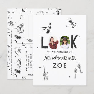 Carte Postale Collage Photo Moderne Amusant Anniversaire Dessiné