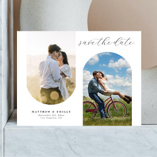 Carte Postale Collage photo moderne Mariage minimal Enregistrer 