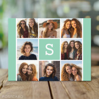 Collage photo Monogramme personnalisé vert menthe