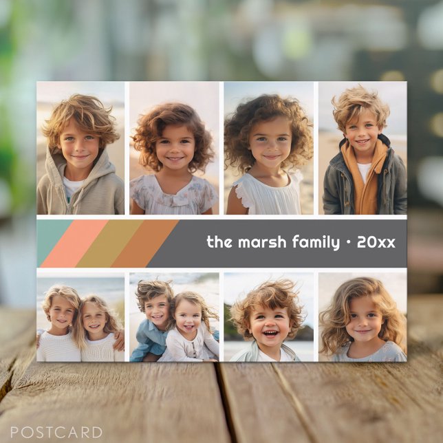 Carte Postale Collage photo Pastel Rétro Rayure - 8 (Custom Photo Postcard)