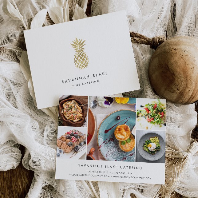 Carte Postale Collage photo promotionnel d'ananas en or Faux (Créateur téléchargé)