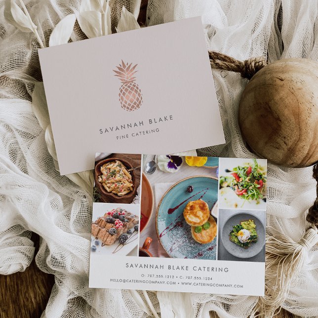 Carte Postale Collage photo promotionnel de l'ananas en or Rose  (Créateur téléchargé)