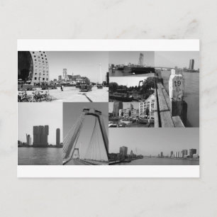 Carte Postale Collage photo Rotterdam 2 en noir et blanc
