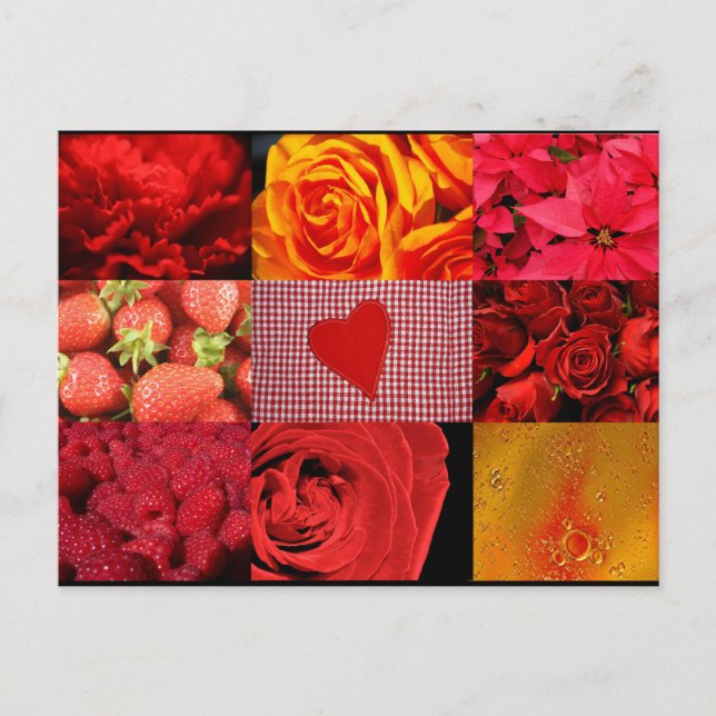 Carte Postale Collage photo rouge (Devant)