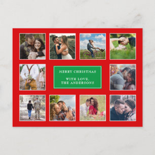 Carte Postale Collage photo rouge et vert Noël