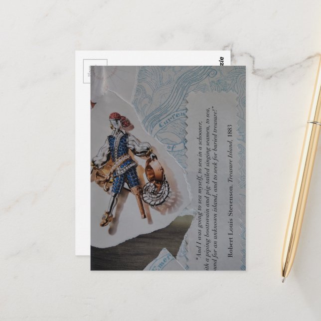Carte Postale Collage Pirate Bling (Devant/Arrière en situation)