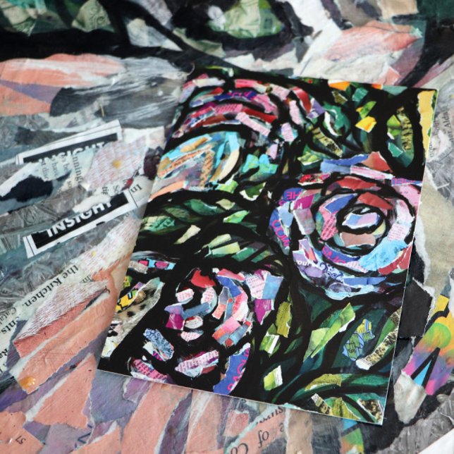 Carte Postale Collage Rose pourpre (Créateur téléchargé)