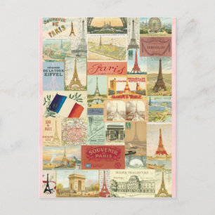 Carte Postale Collage souvenirs de Paris