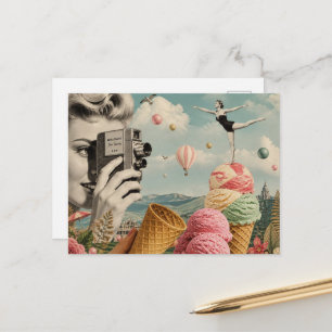 Carte Postale Collage surréaliste de glace d'été