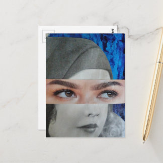 Carte Postale Collage surréaliste de visage amusant