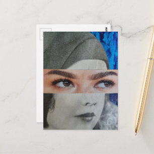 Carte Postale Collage surréaliste de visage amusant