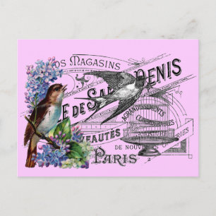Carte Postale Collage vintage d'oiseaux