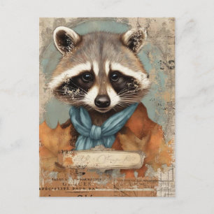 Carte Postale Collage vintage Raccoon