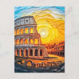 Carte Postale Colle en papier représentant le coucher de soleil 