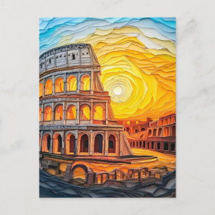 Carte Postale Colle en papier représentant le coucher de soleil