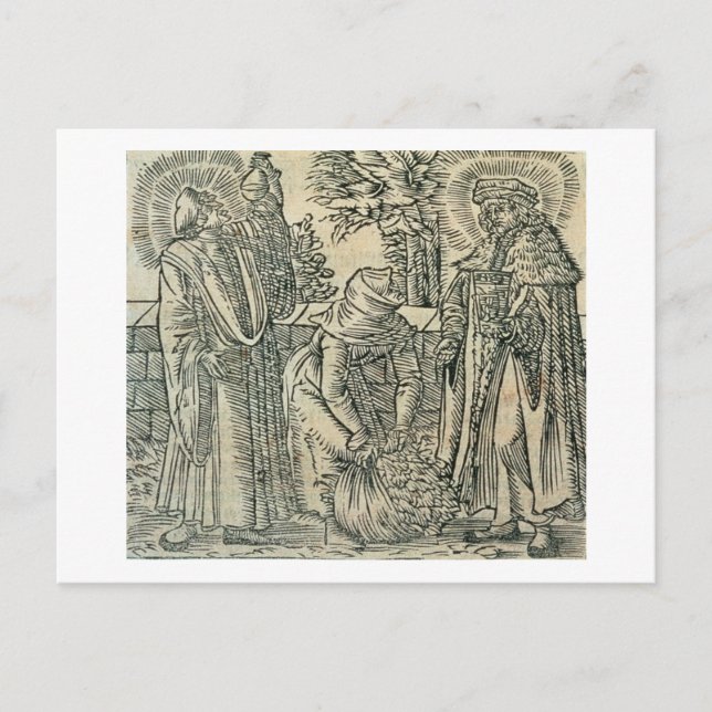 Carte Postale Collecting Herbs for Medicine, 1534 (coupe à bois) (Devant)