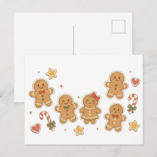 Carte Postale Collection de bonhomme en pain d'épices avec canne