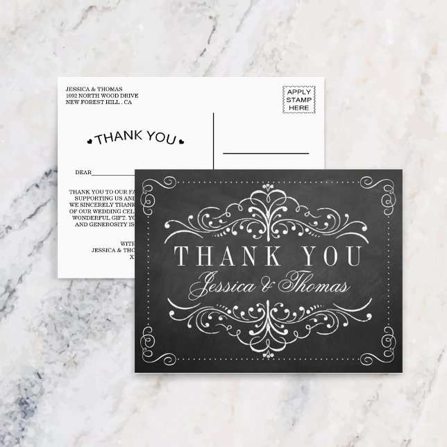 Carte Postale Collection de Mariages Ornate Chalkboard (Créateur téléchargé)