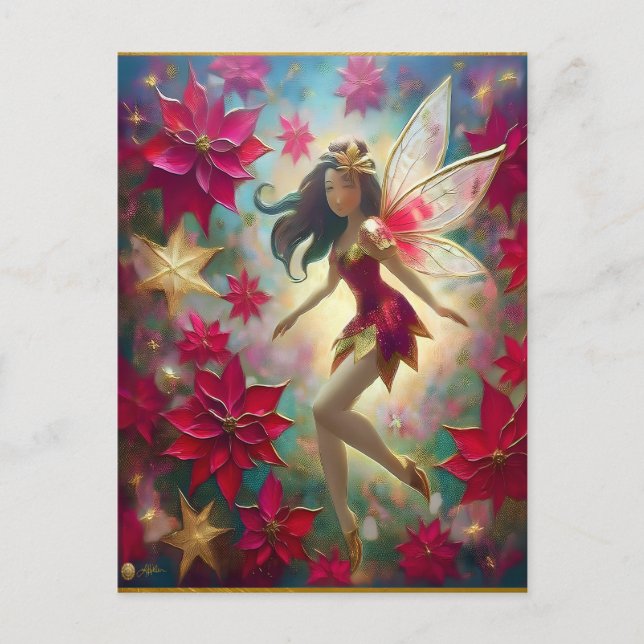 Carte Postale Collection Fée de Noël - Cheveux Brun Moyen (Devant)