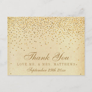 Carte Postale Collection Vintage de Mariage Glam Gold Confetti
