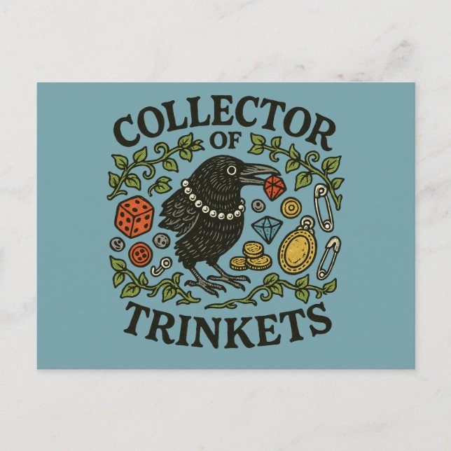 Carte Postale Collector of Trinkets Crow Illustration (Devant)