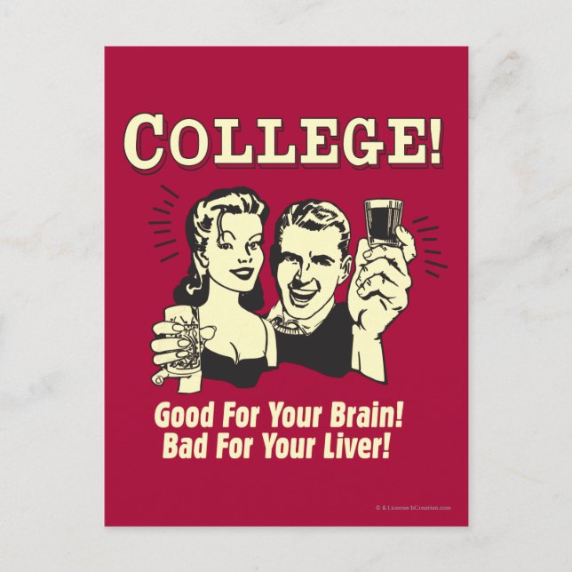 Carte Postale College: Good For Brain Bad For Liver (Devant)
