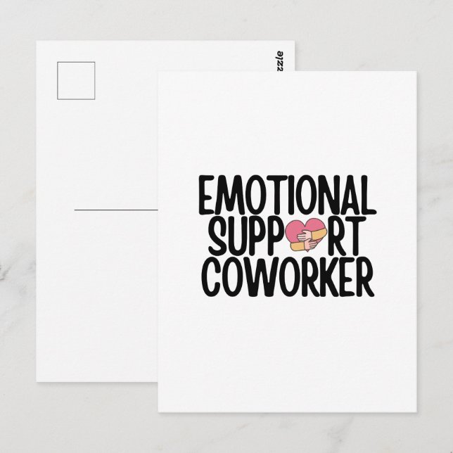 Carte Postale collègue de travail drôle de soutien émotionnel (Devant / Derrière)